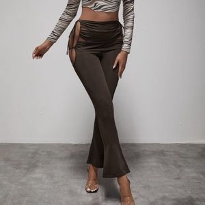Brown Highwaisted side cut out/tie pants